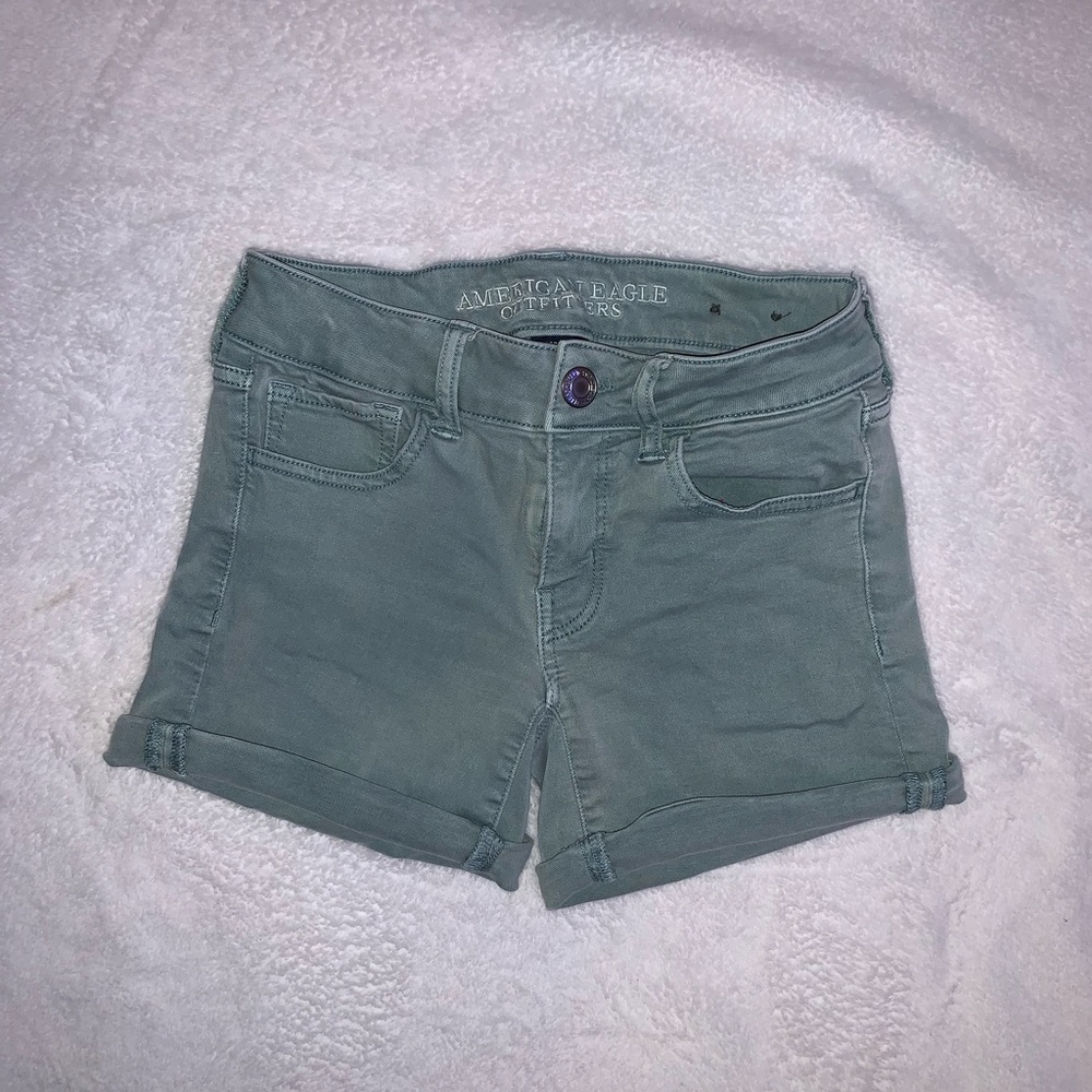 american eagle greenish blue shorts